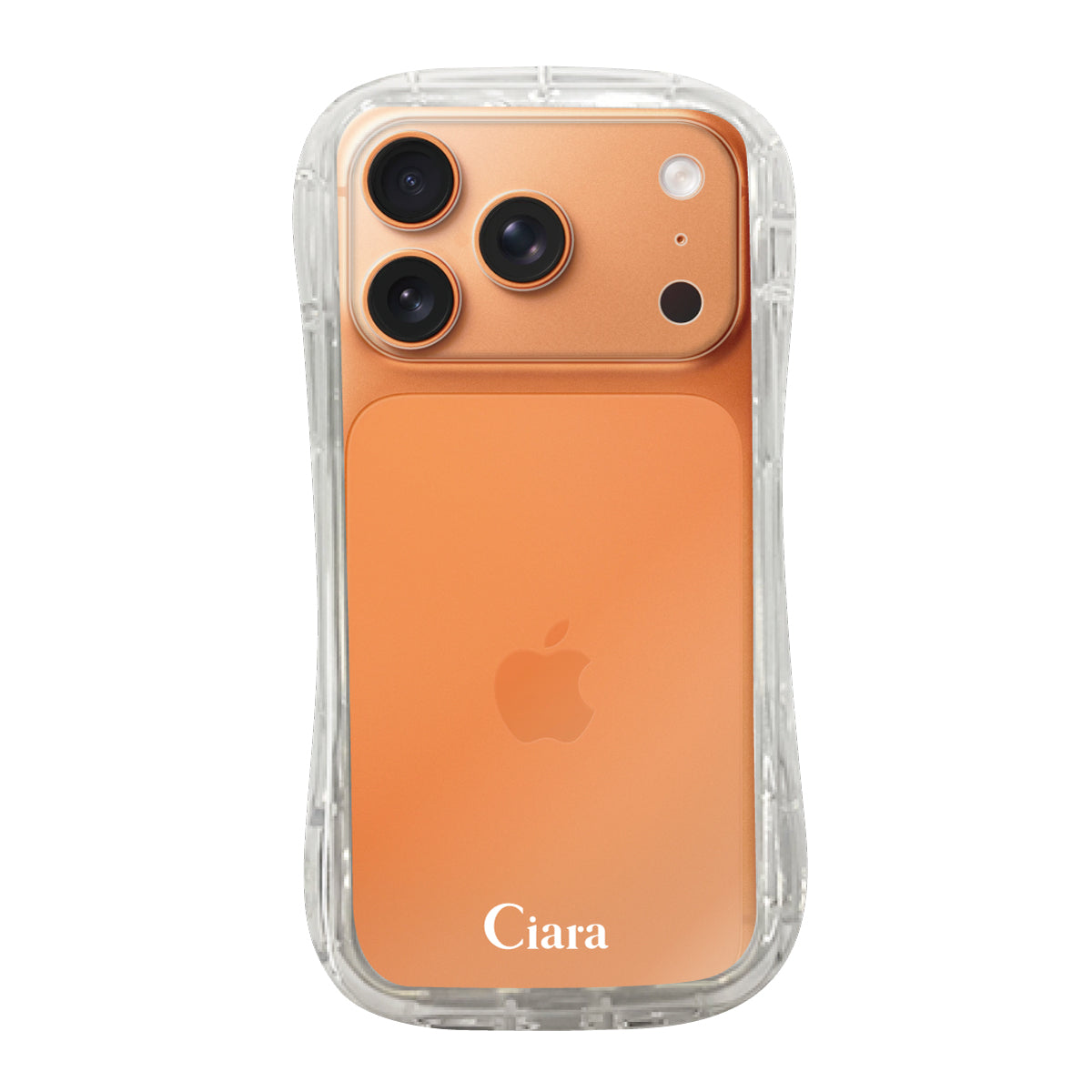 iPhone17ProMax TPUグリップ クリアケース ロゴ ホワイト