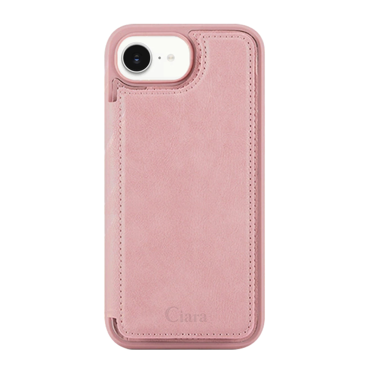 iPhone16e カード収納付きバックフリップ手帳型 カード収納ケース ロゴ ピンク
