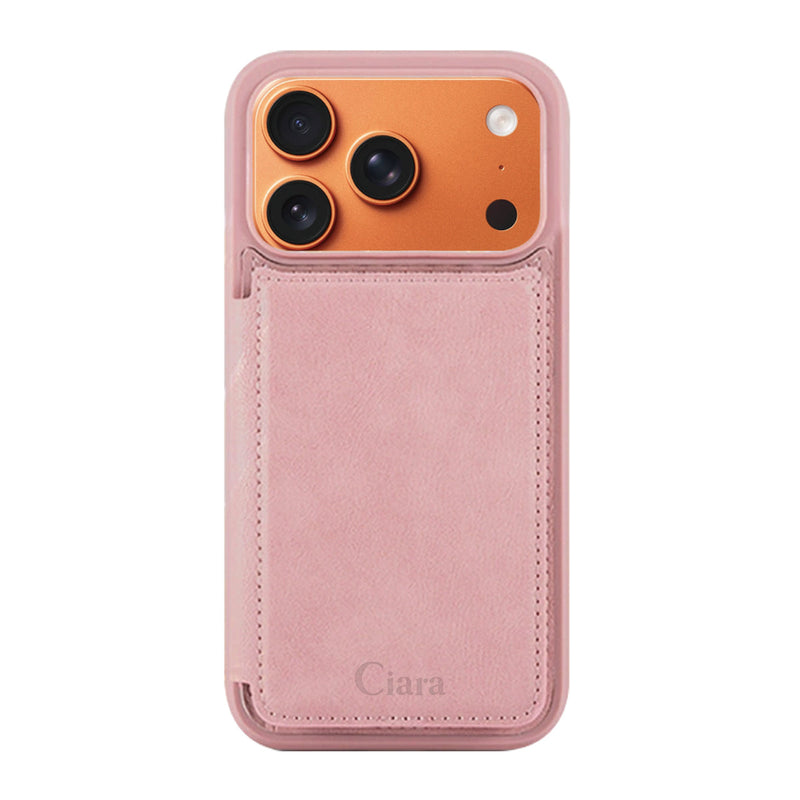 iPhoneケース カード収納付きバックフリップ手帳型ケース ロゴ