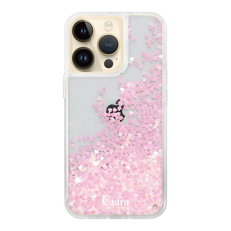 iPhoneケース グリッター オイルクリアケース ロゴ