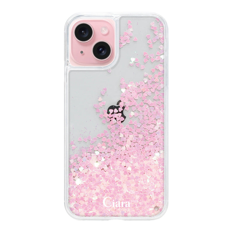 iPhoneケース グリッター オイルクリアケース ロゴ