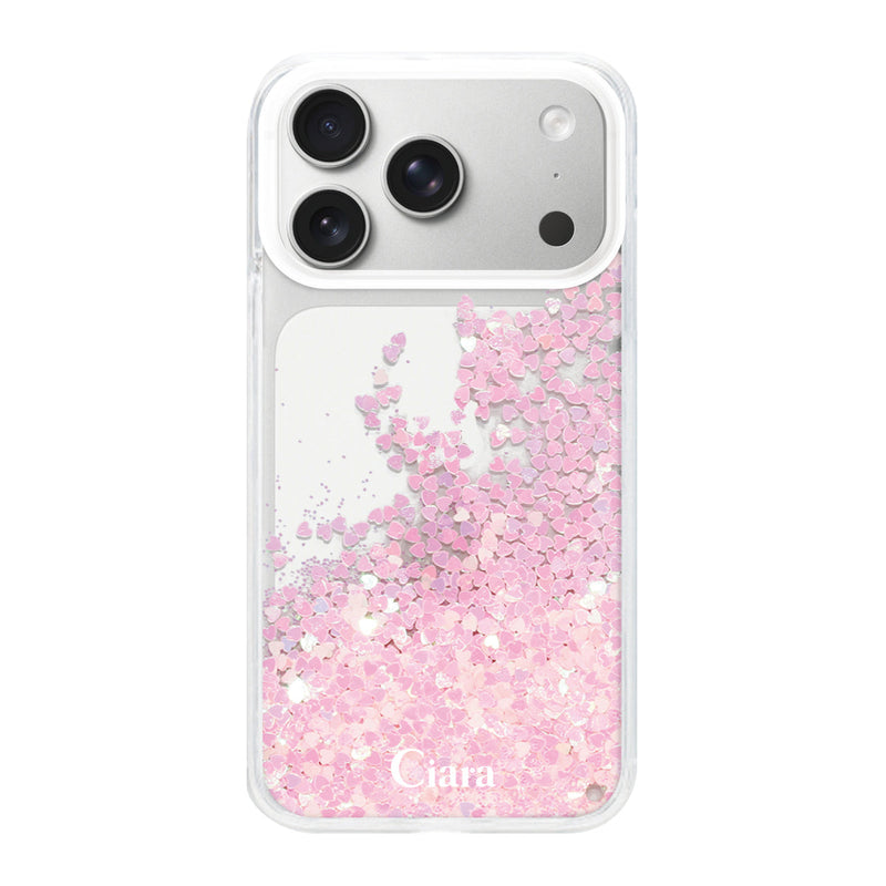 iPhoneケース グリッター オイルクリアケース ロゴ