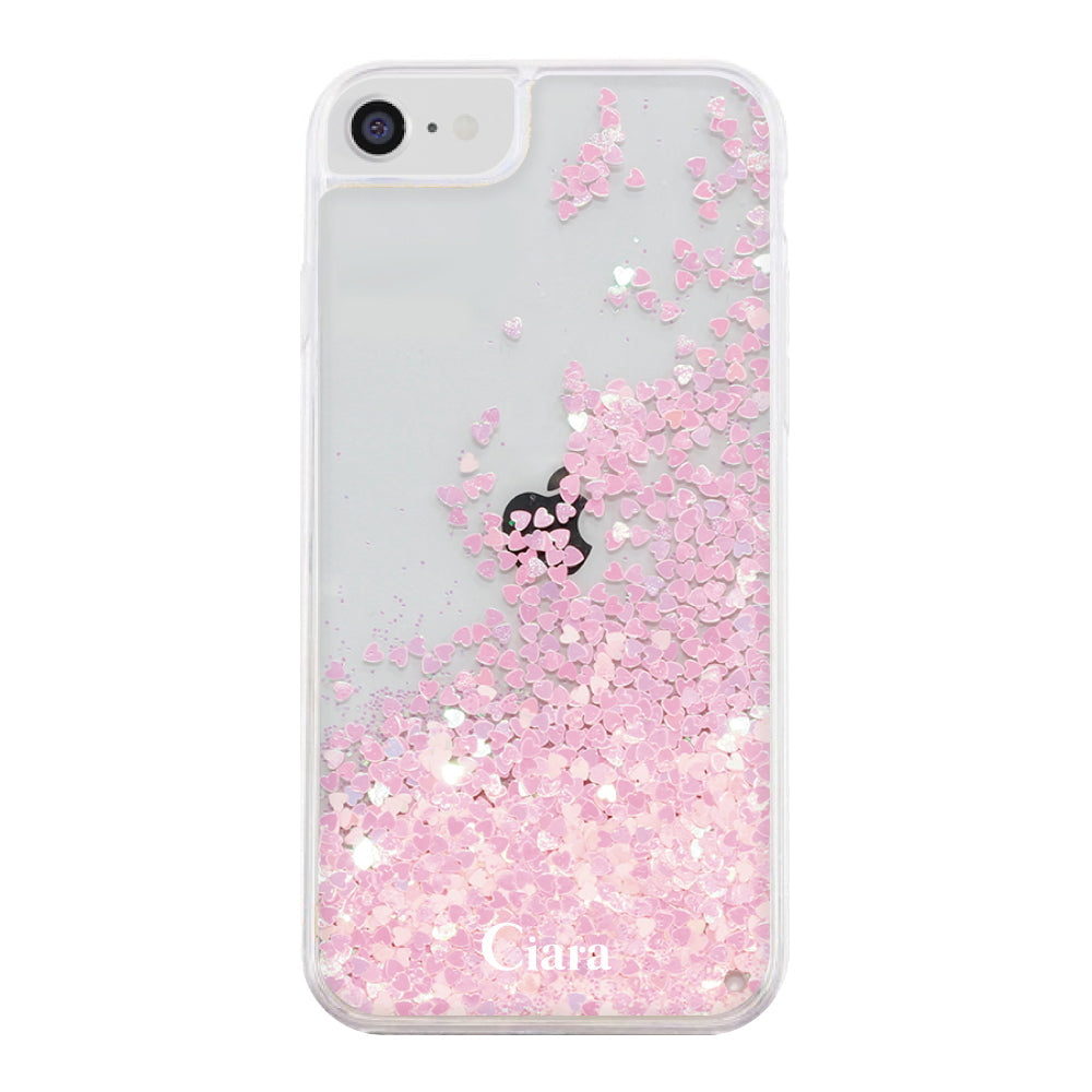 iPhoneケース グリッター オイルクリアケース ロゴ