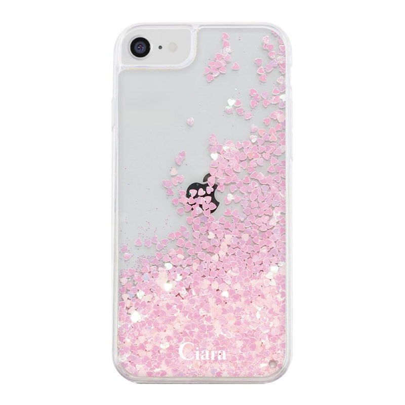 iPhoneケース グリッター オイルクリアケース ロゴ