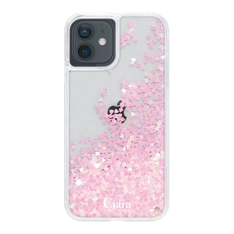 iPhoneケース グリッター オイルクリアケース ロゴ