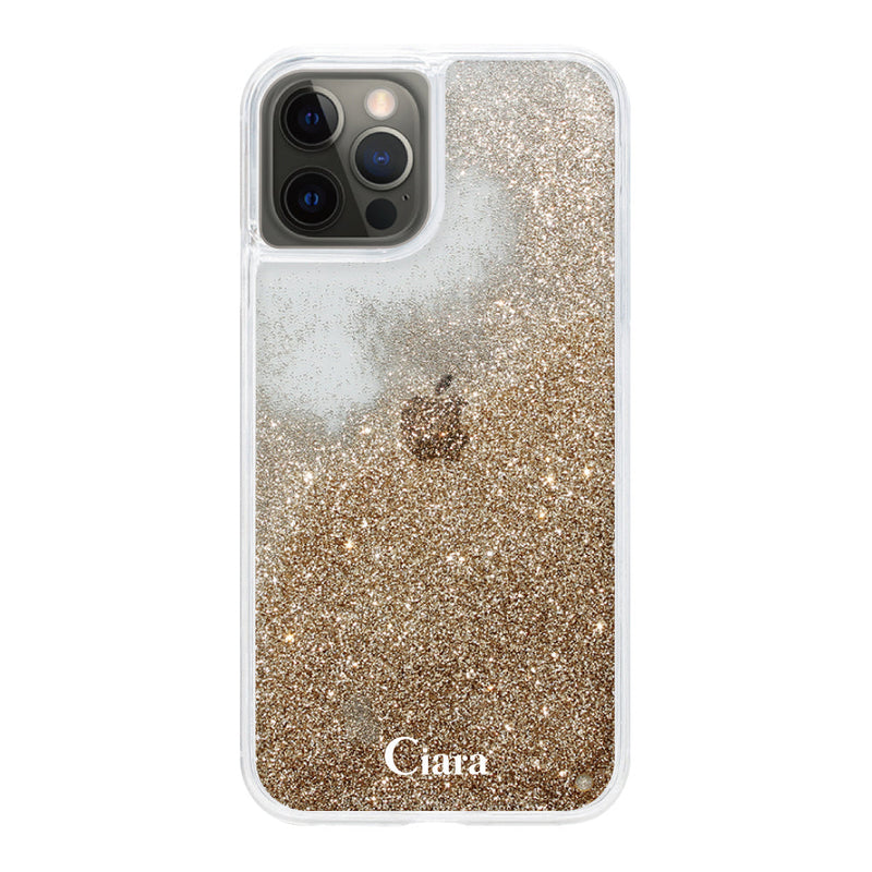 iPhoneケース グリッター オイルクリアケース ロゴ