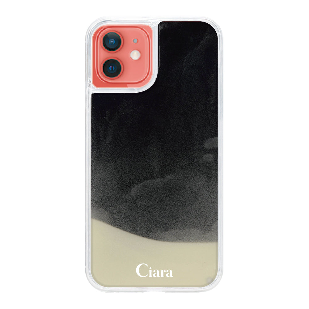 iPhone11ケース ネオンサンド オイルケース ロゴ ホワイト/ブラック