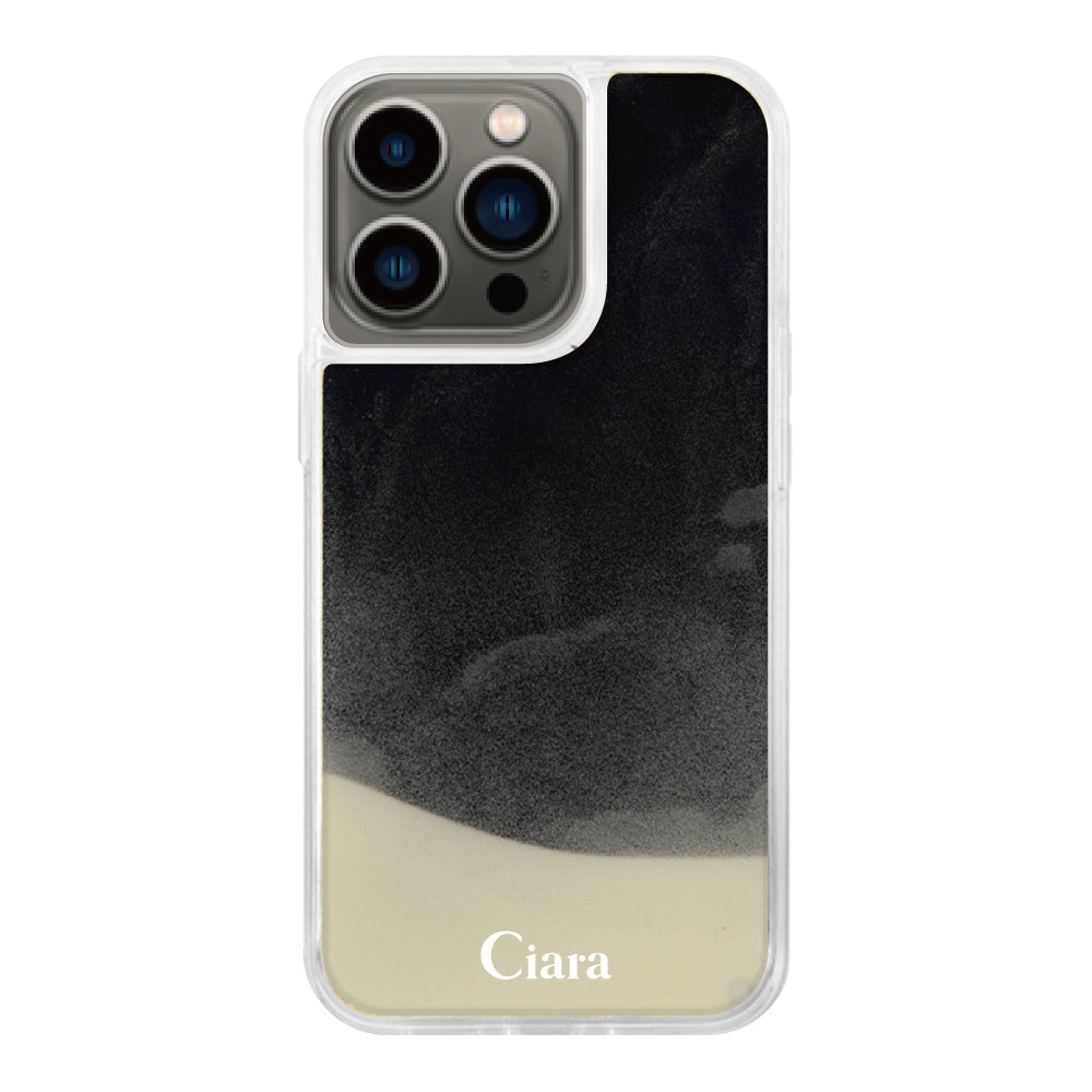 iPhone13Proケース ネオンサンド オイルケース ロゴ ホワイト/ブラック