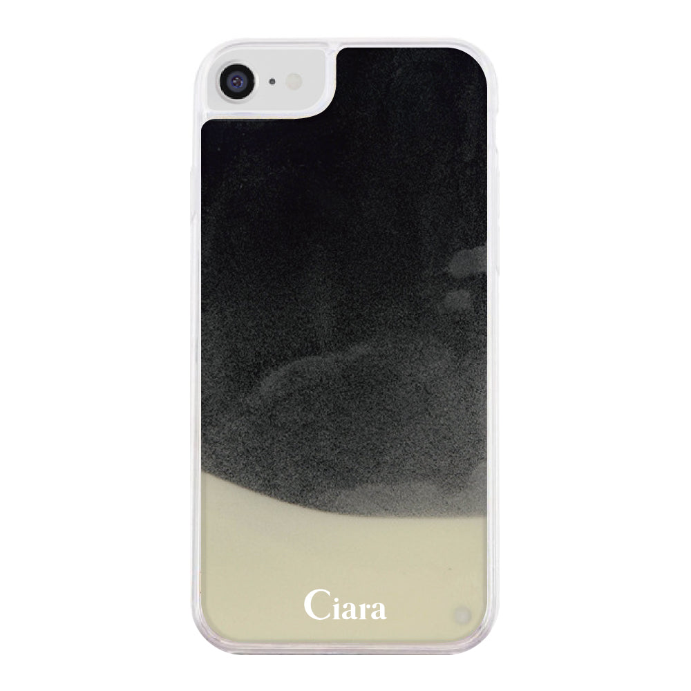 iPhone6/7/8/SE2/SE3ケース ネオンサンド オイルケース ロゴ ホワイト/ブラック