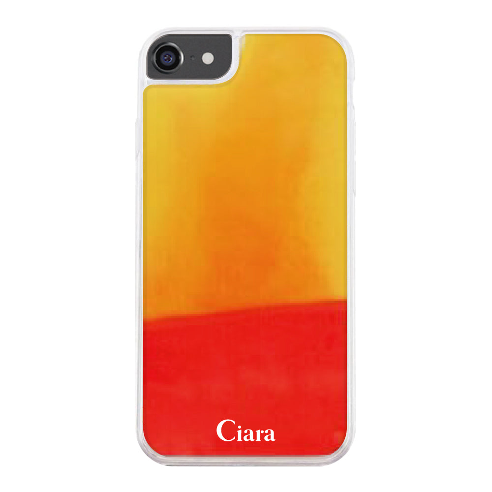iPhone6Plus/7Plus/8Plusケース ネオンサンド オイルケース ロゴ オレンジ/イエロー
