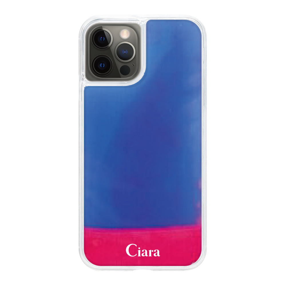 iPhoneX/XSケース ネオンサンド オイルケース ロゴ ピンク/ブルー