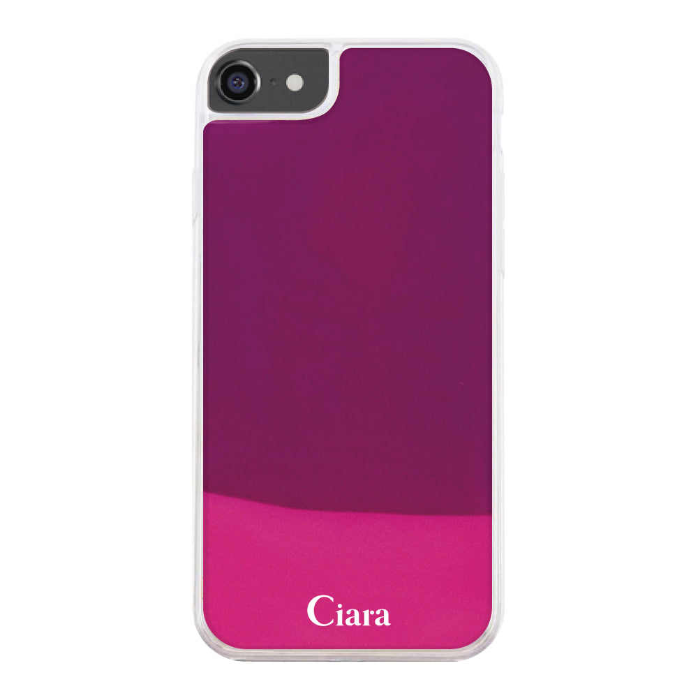 iPhone6Plus/7Plus/8Plusケース ネオンサンド オイルケース ロゴ ピンク/パープル