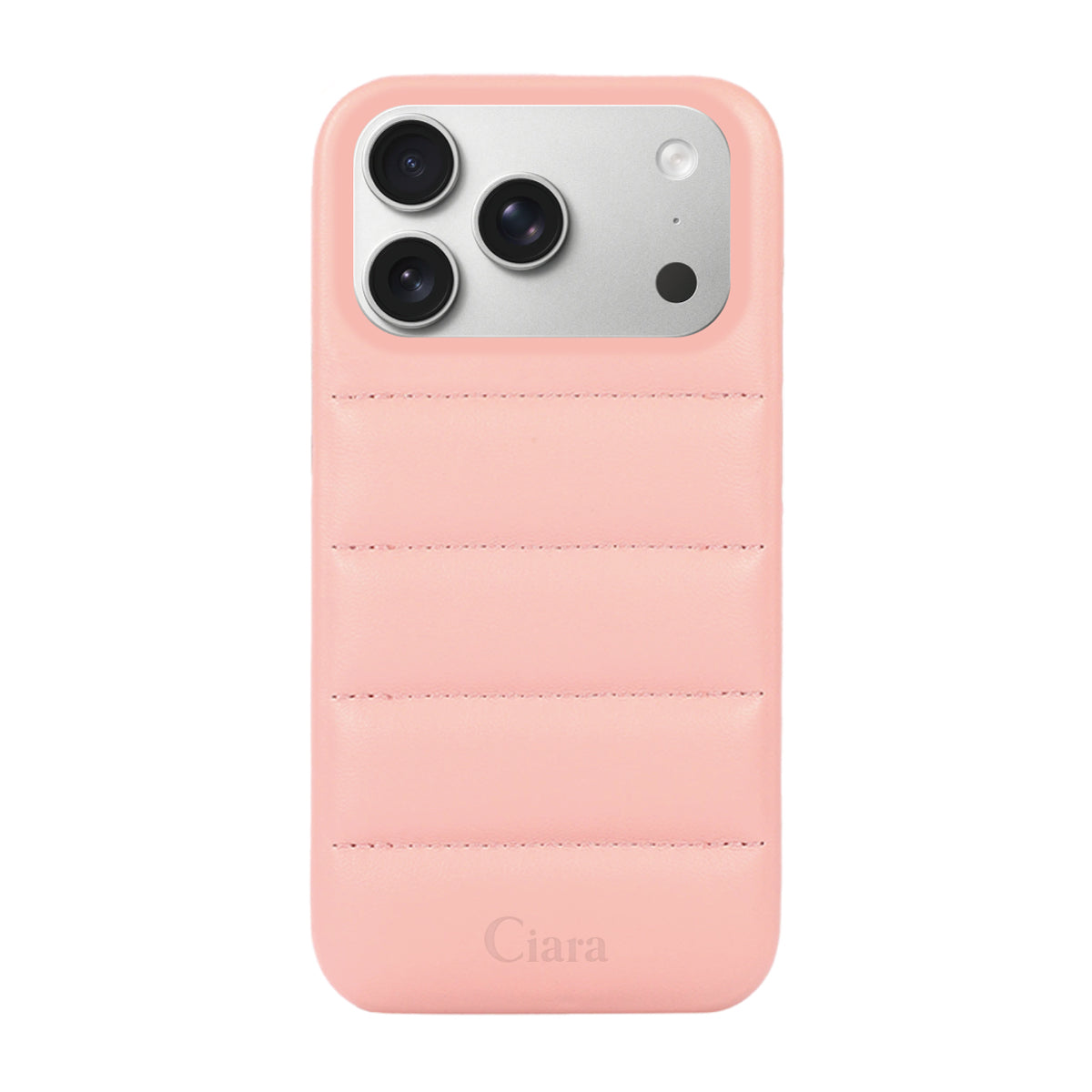 iPhone17Pro ステッチPUレザー レザーケース ロゴ ピンク