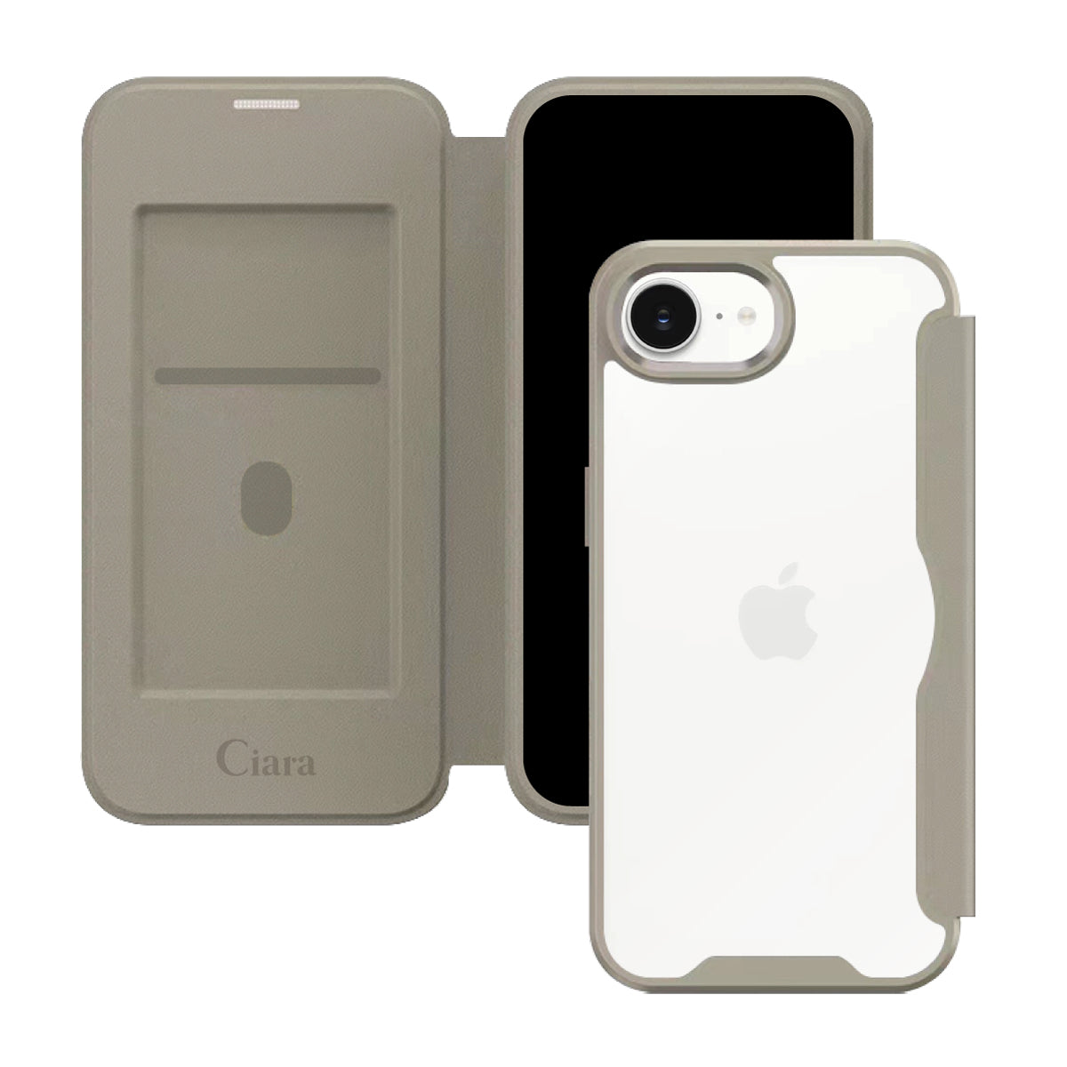 iPhoneケース PUレザーフリップクリア 手帳型カード収納ケース ロゴ