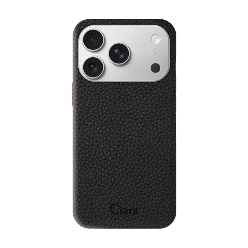 iPhoneケース ペブルグレイン PUレザーケース ロゴ