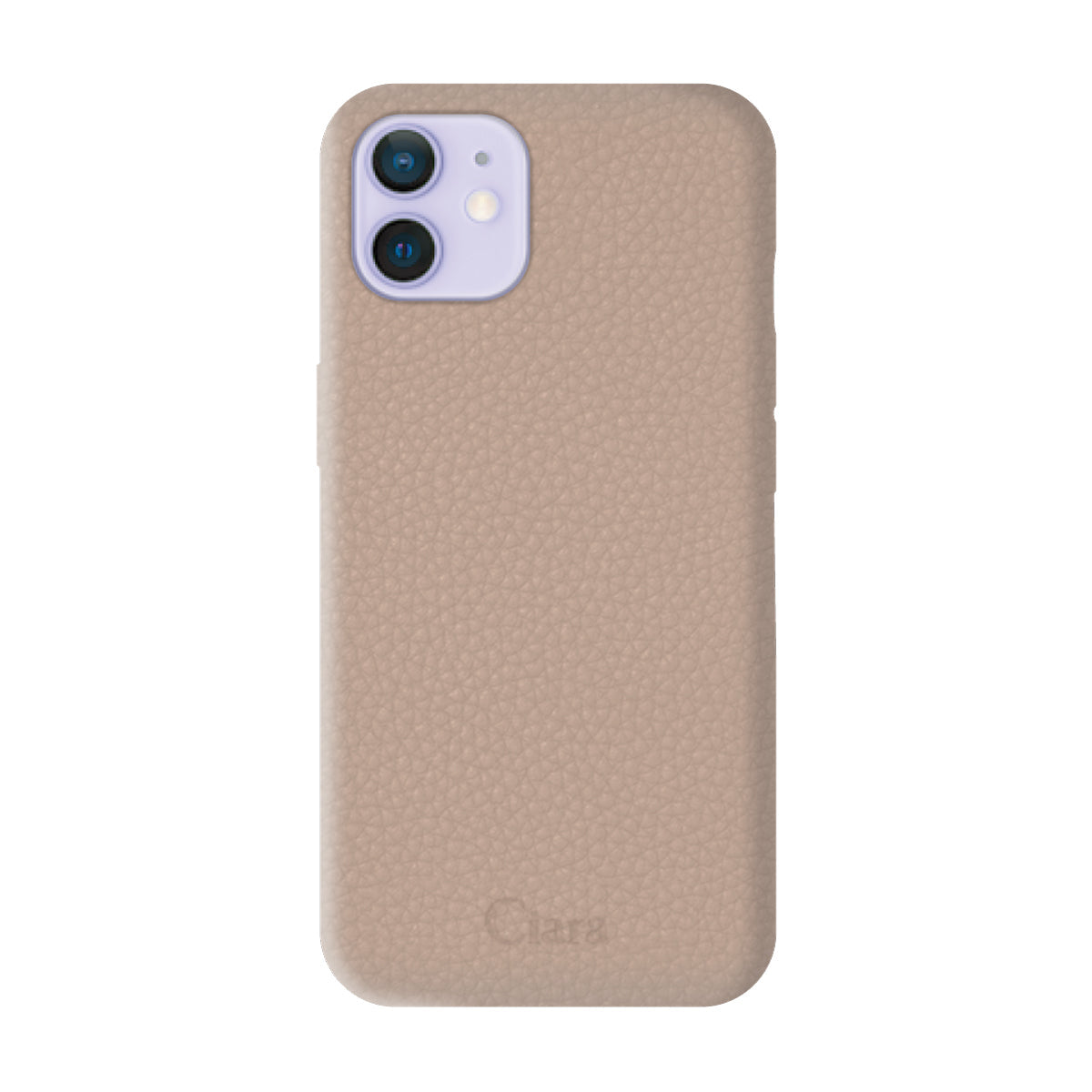 iPhone12/12Pro ペブルグレインPUレザー ロゴ ベージュ