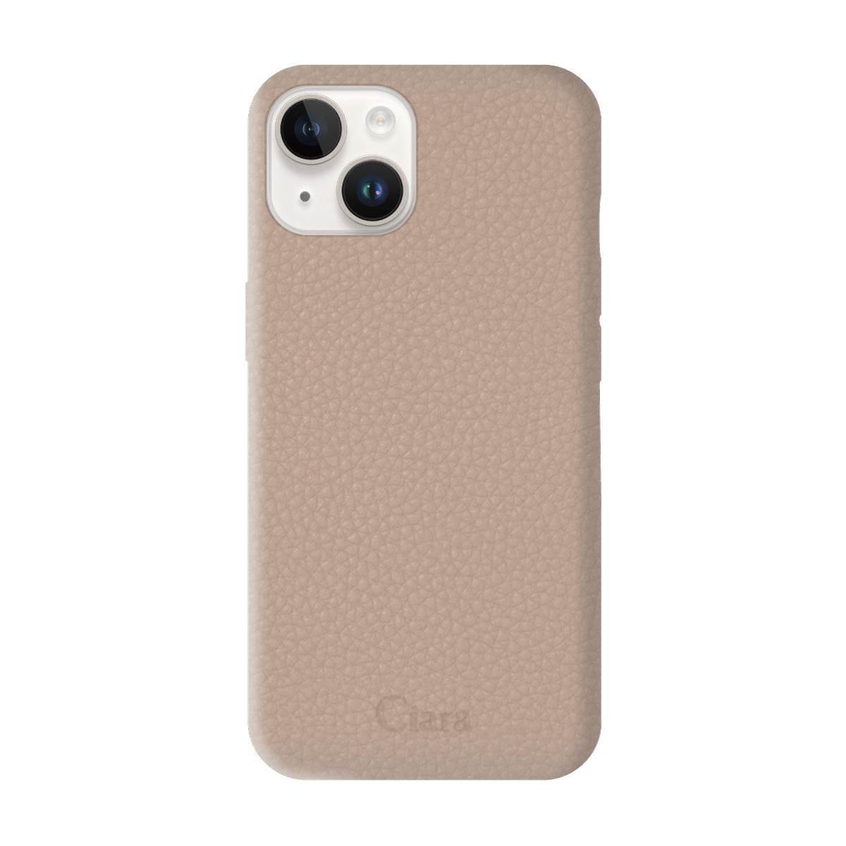 iPhone14/13 ペブルグレインPUレザー ロゴ ベージュ