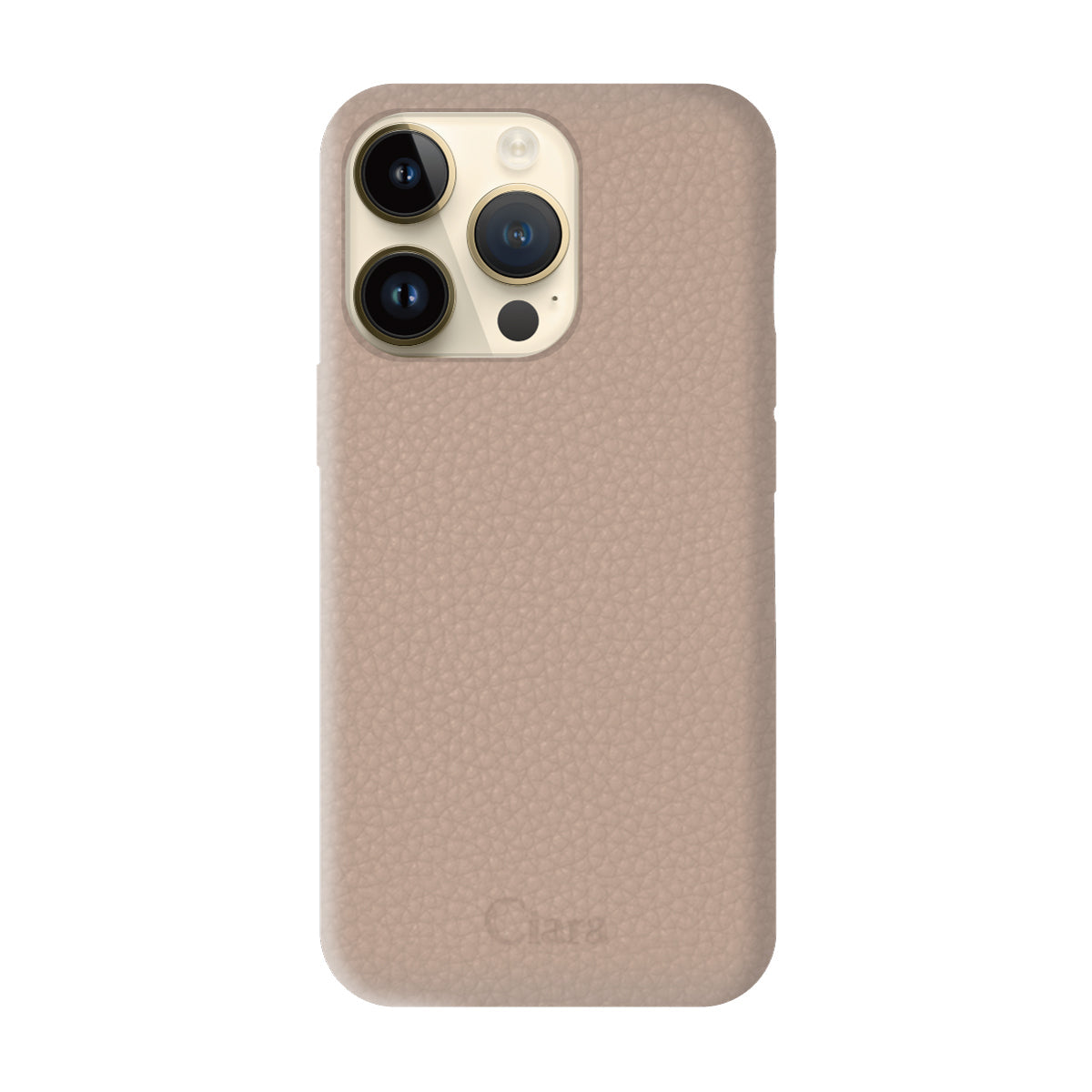 iPhone14Pro ペブルグレインPUレザー ロゴ ベージュ