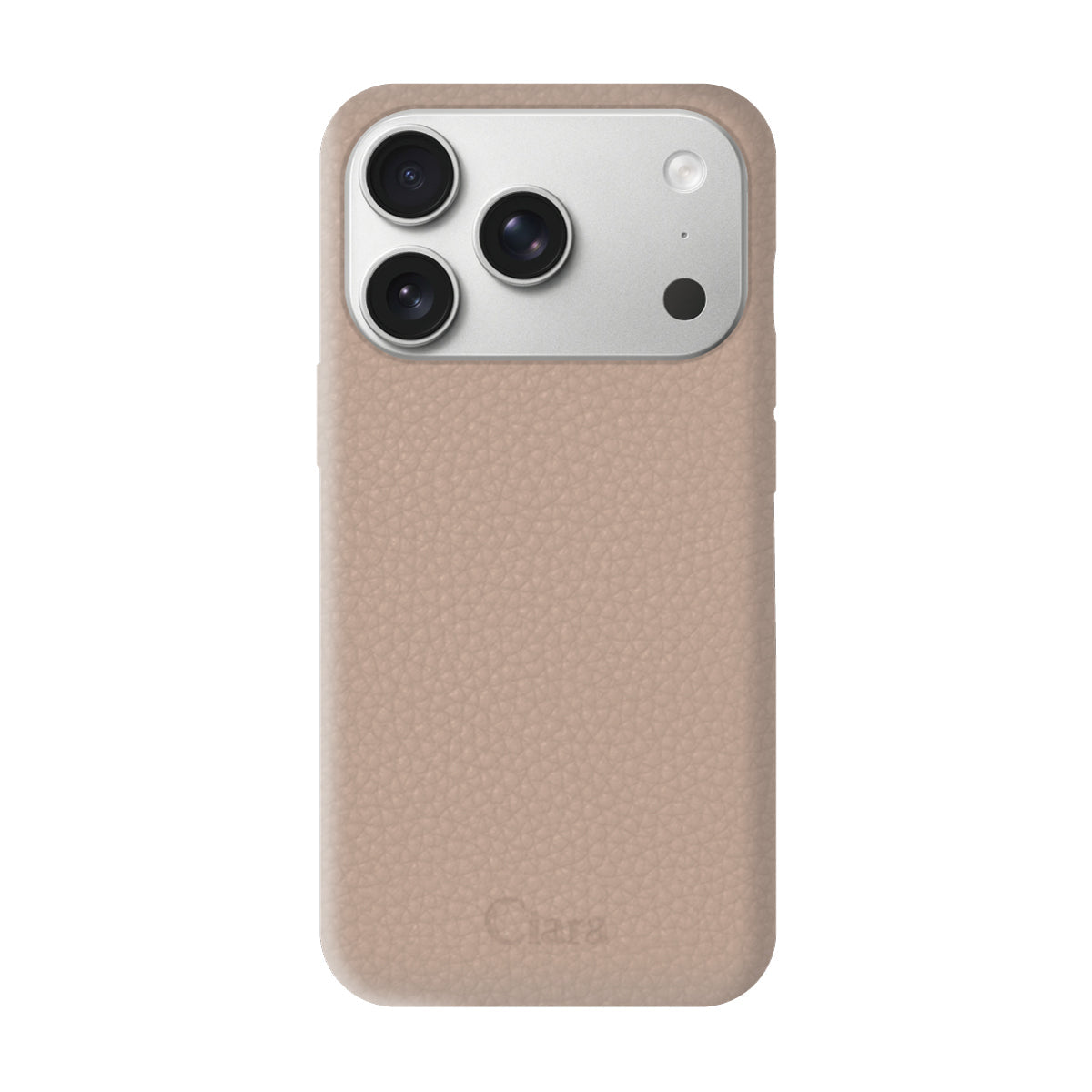 iPhone17Pro ペブルグレインPUレザー ロゴ ベージュ