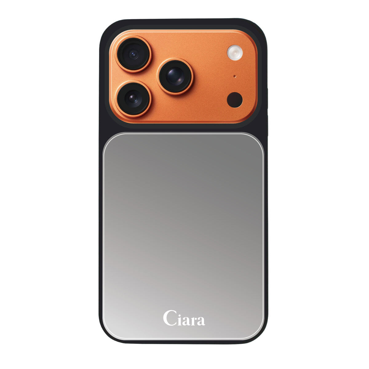 iPhone17ProMax ミラーバンパー ミラー付きケース ロゴ シルバー