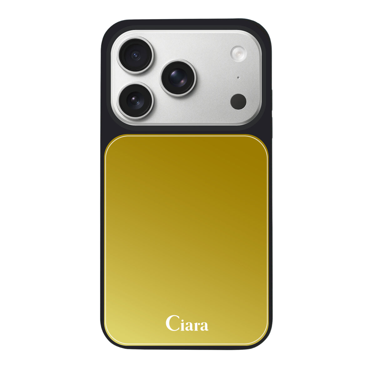 iPhone17Pro ミラーバンパー ミラー付きケース ロゴ ゴールド