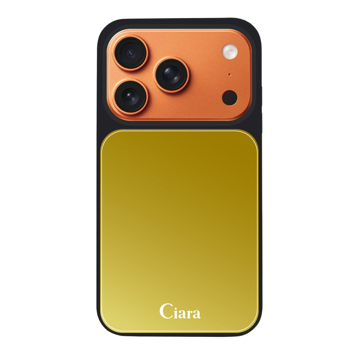 iPhone17ProMax ミラーバンパー ミラー付きケース ロゴ ゴールド