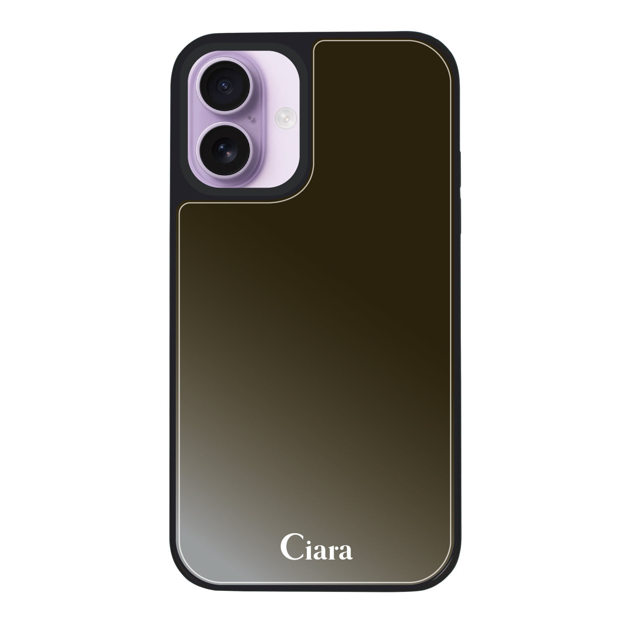 iPhone17 ミラーバンパー ミラー付きケース ロゴ ブラック