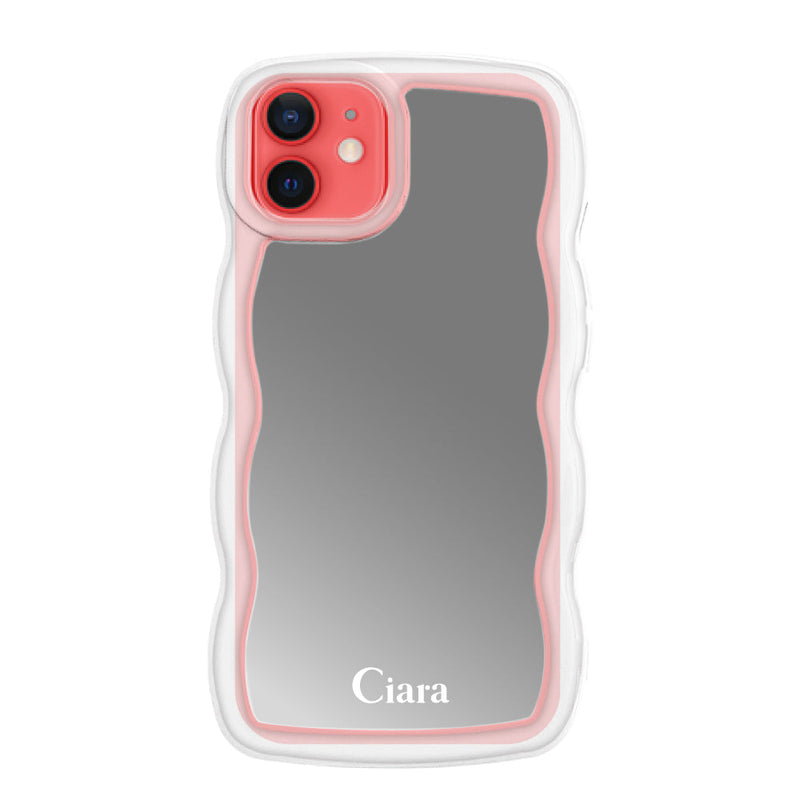 iPhoneケース ウェーブ ミラーケース ロゴ