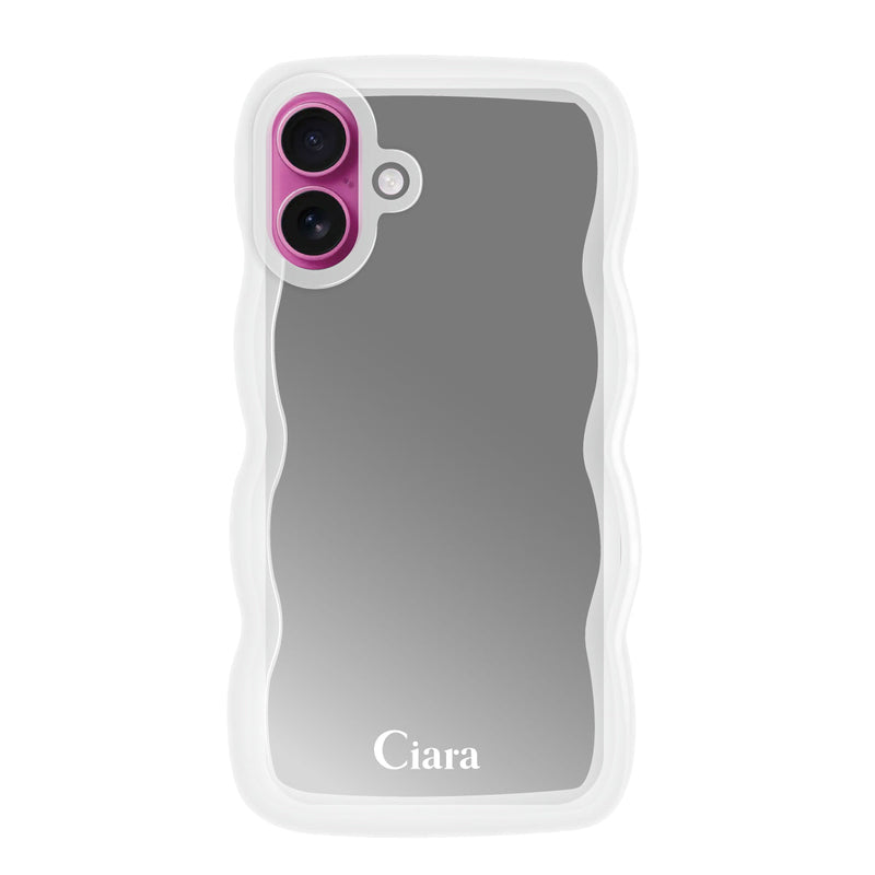 iPhoneケース ウェーブ ミラーケース ロゴ