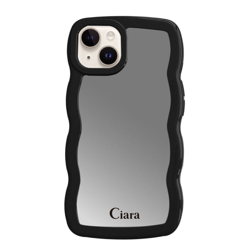 iPhoneケース ウェーブ ミラーケース ロゴ