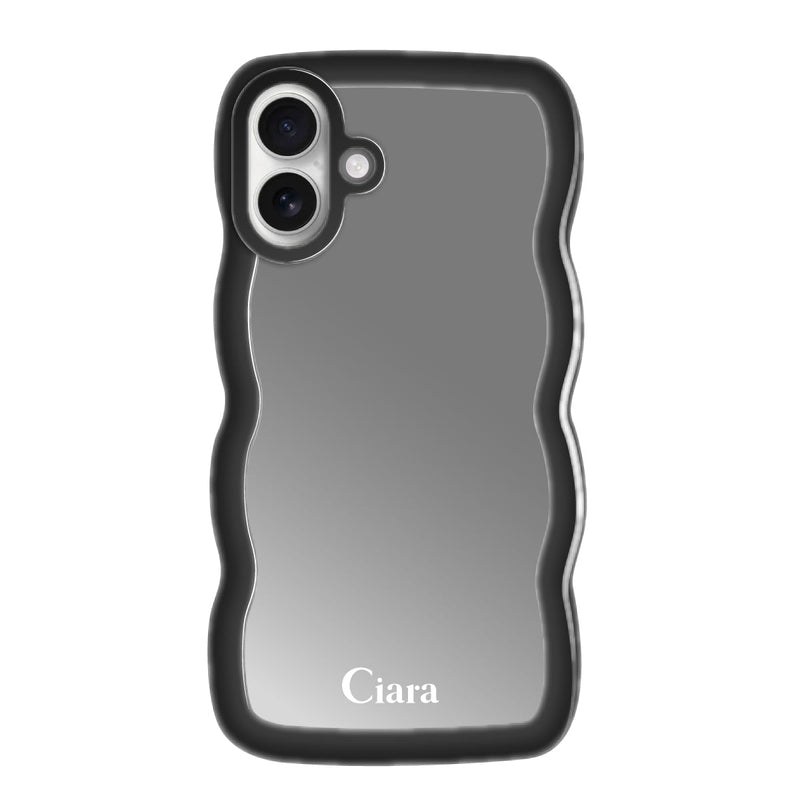 iPhoneケース ウェーブ ミラーケース ロゴ