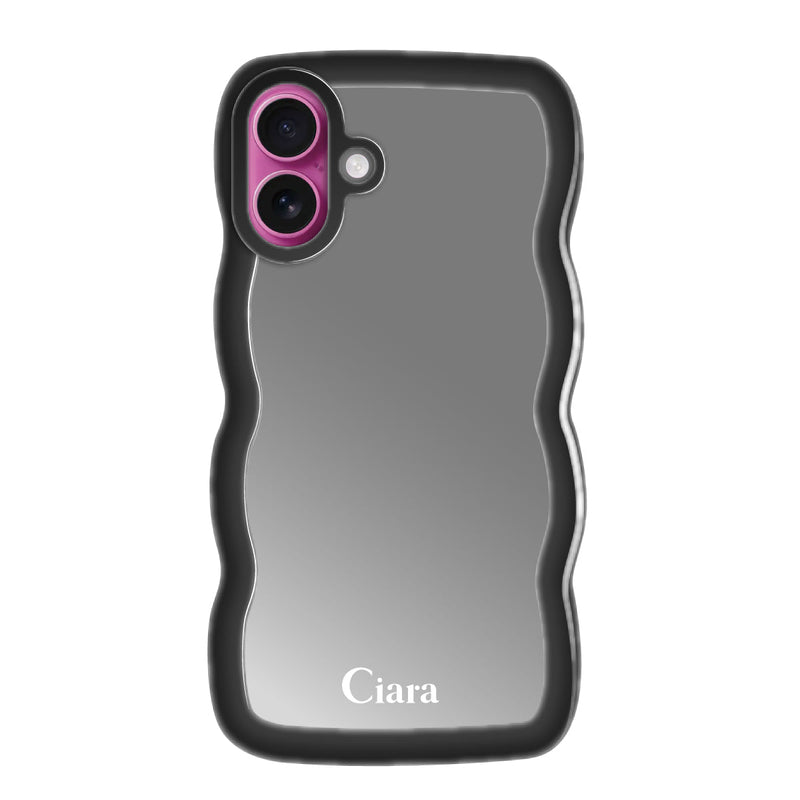 iPhoneケース ウェーブ ミラーケース ロゴ