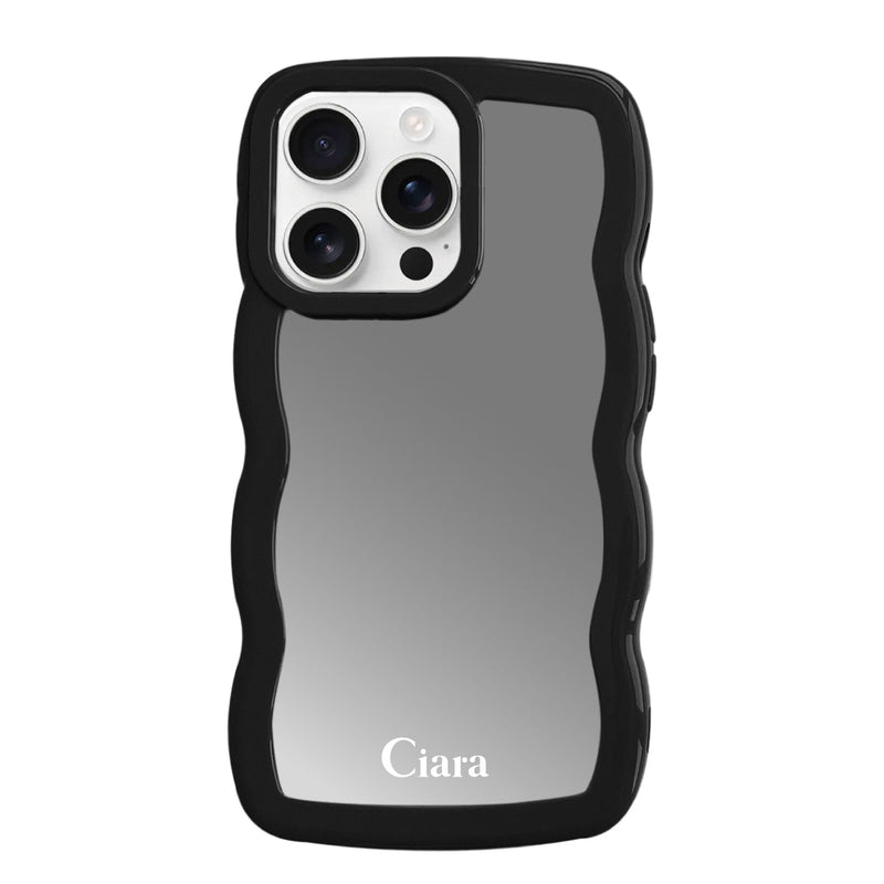 iPhoneケース ウェーブ ミラーケース ロゴ