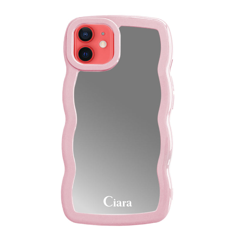 iPhoneケース ウェーブ ミラーケース ロゴ