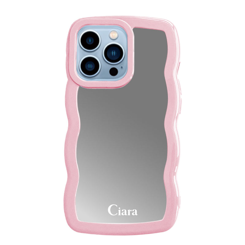 iPhoneケース ウェーブ ミラーケース ロゴ