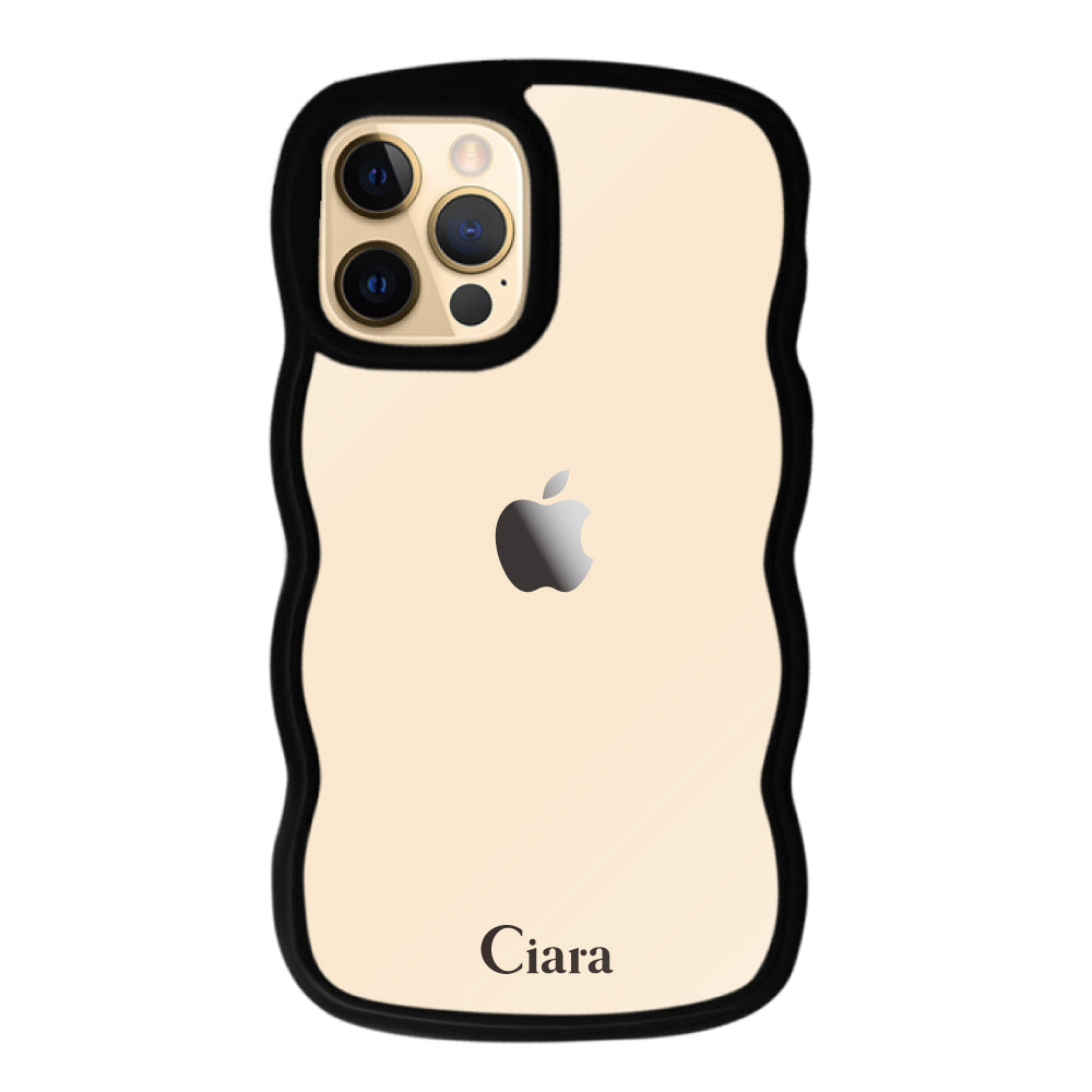 iPhone11Proケース ウェーブフレーム クリアケース ロゴ ブラック