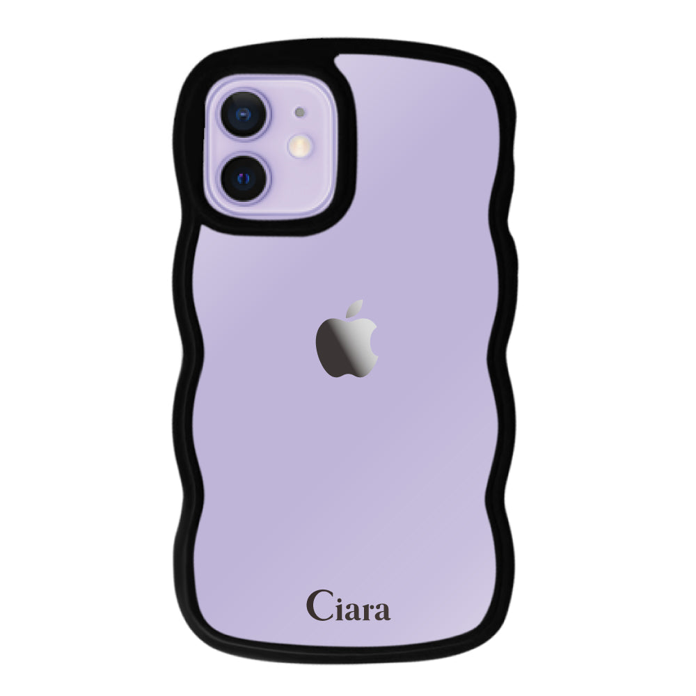 iPhone12/12Proケース ウェーブフレーム クリアケース ロゴ ブラック