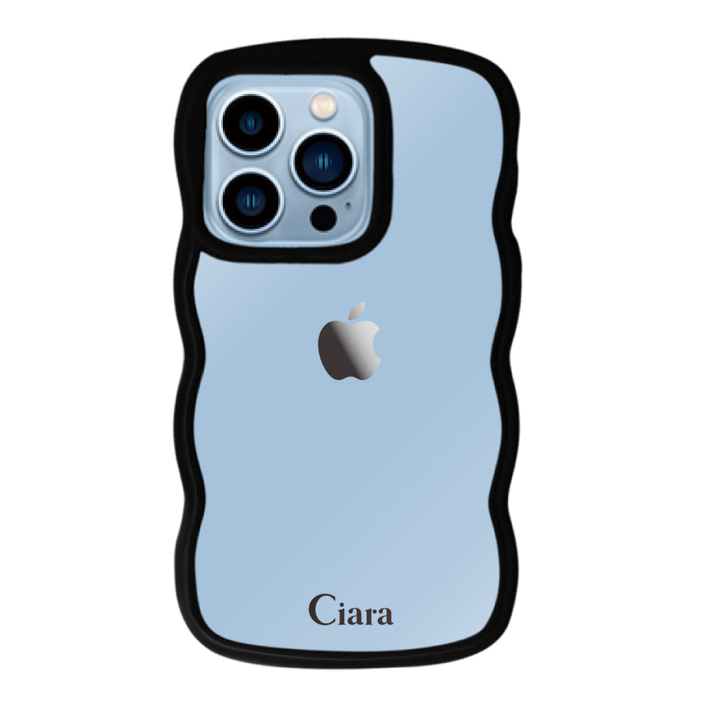 iPhone13ProMaxケース ウェーブフレーム クリアケース ロゴ ブラック