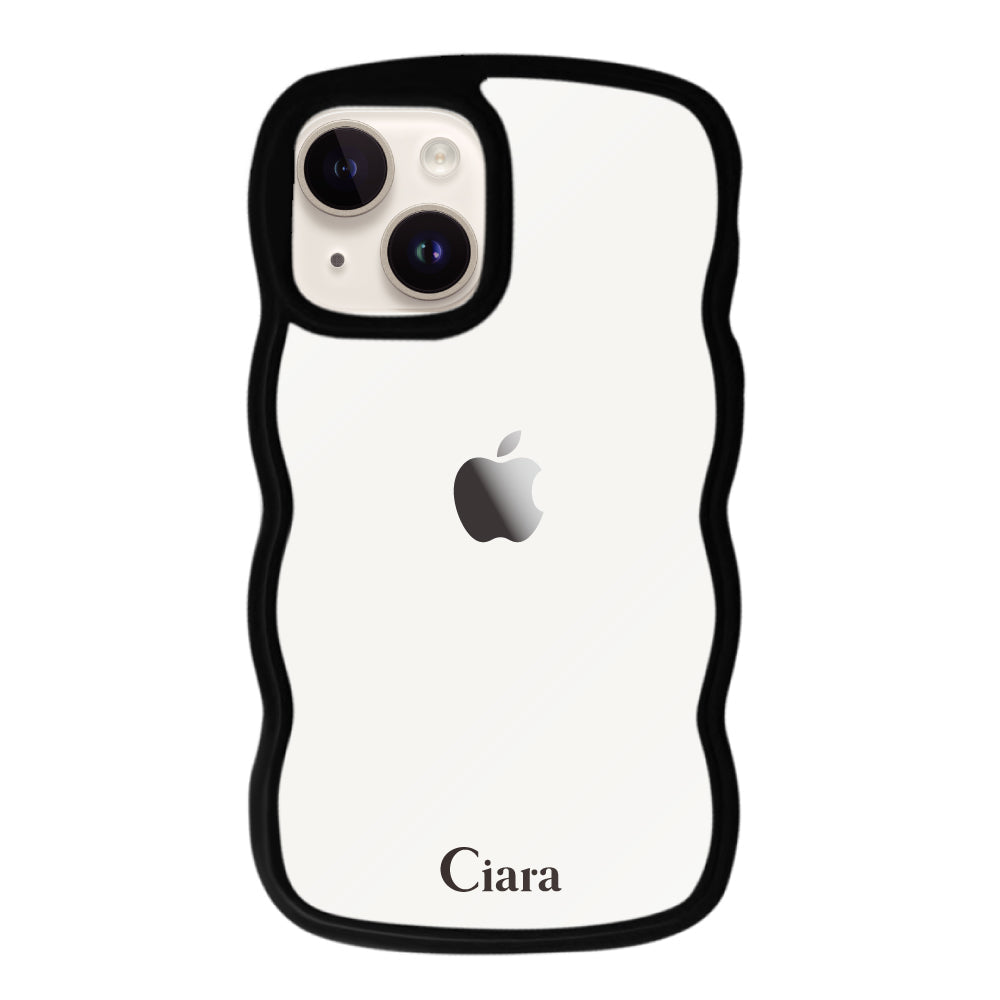 iPhone14ケース ウェーブフレーム クリアケース ロゴ ブラック