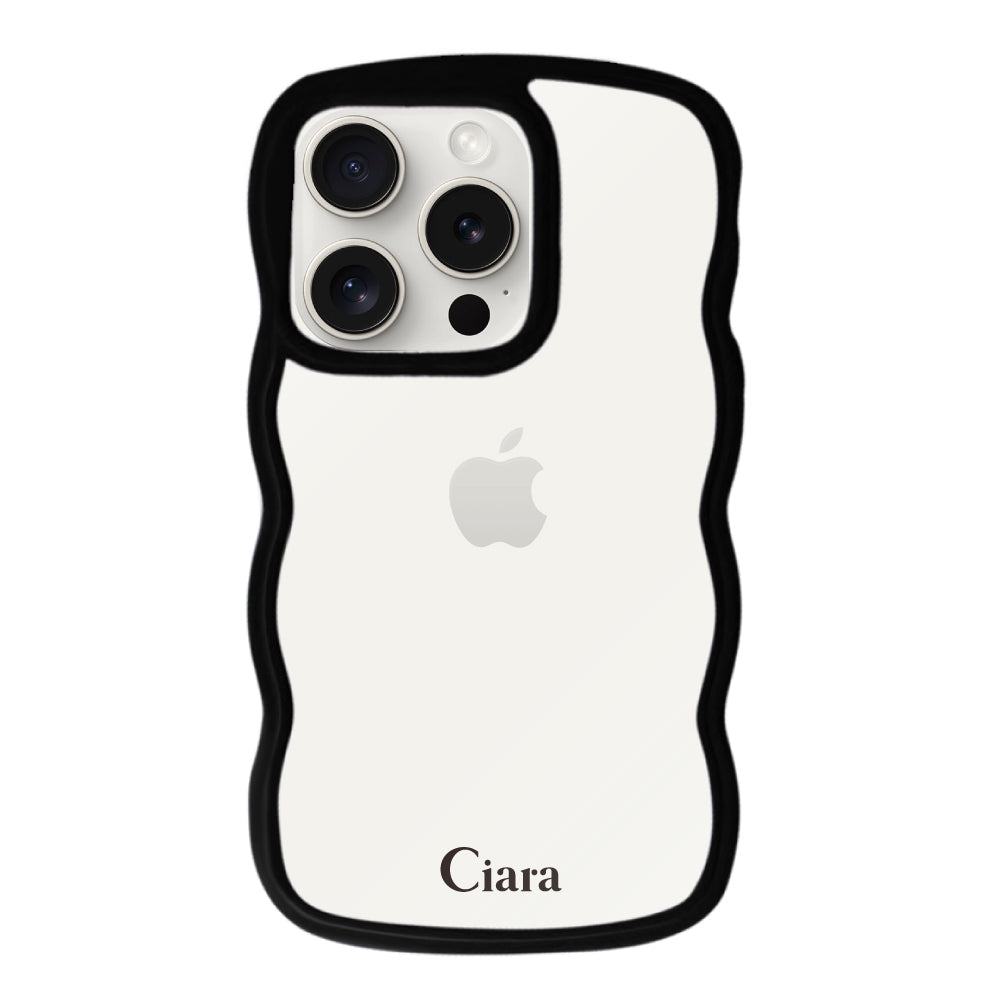 iPhone15ProMaxケース ウェーブフレーム クリアケース ロゴ ブラック