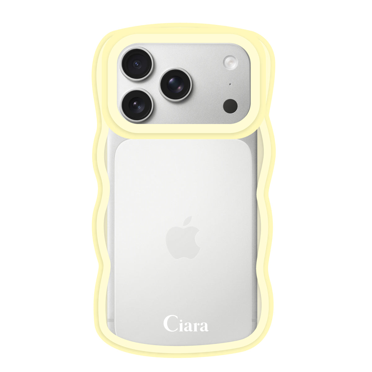 iPhone17Pro ウェーブフレーム クリアケース ロゴ イエロー