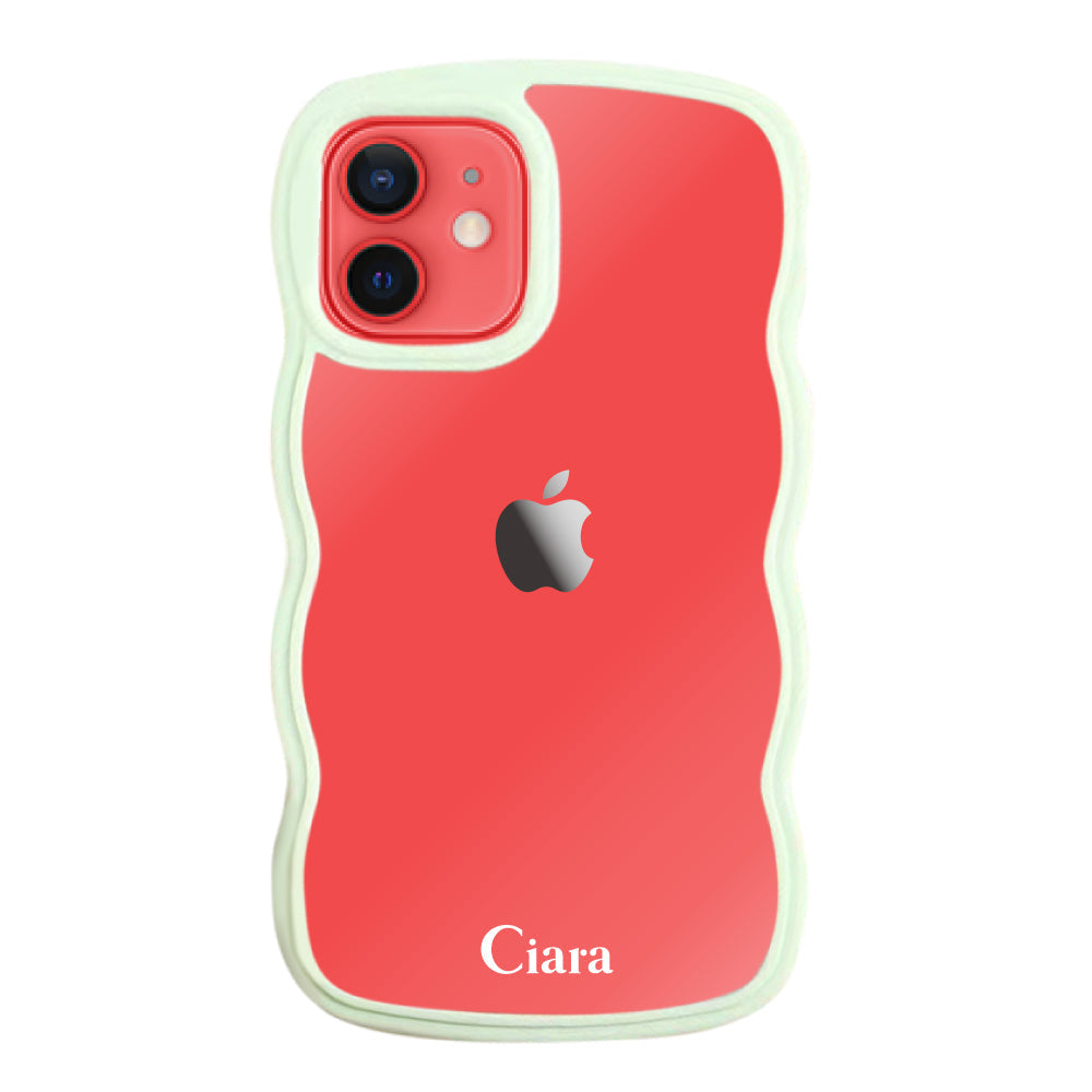 iPhone11 ウェーブフレーム クリアケース ロゴ グリーン