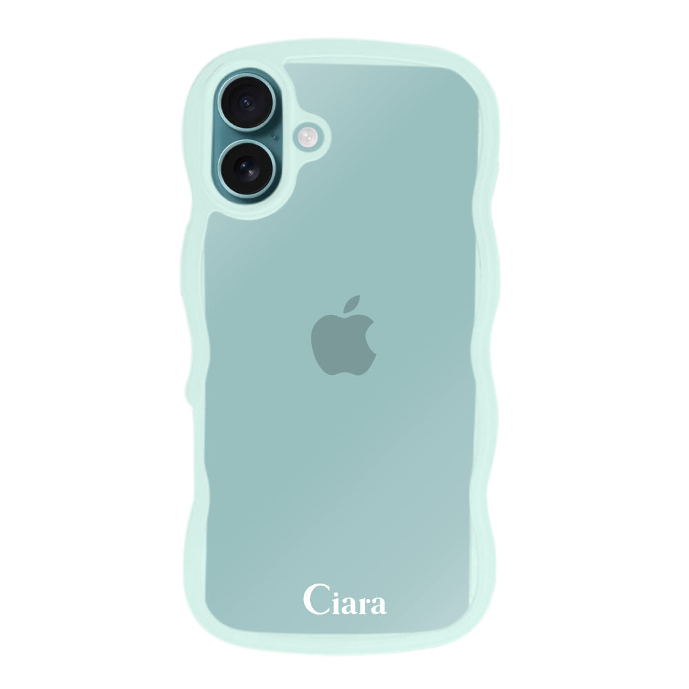 iPhoneAir ウェーブフレーム クリアケース ロゴ ブルー