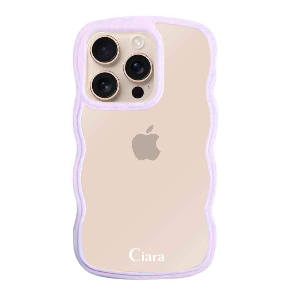 iPhone17Pro ウェーブフレーム クリアケース ロゴ パープル