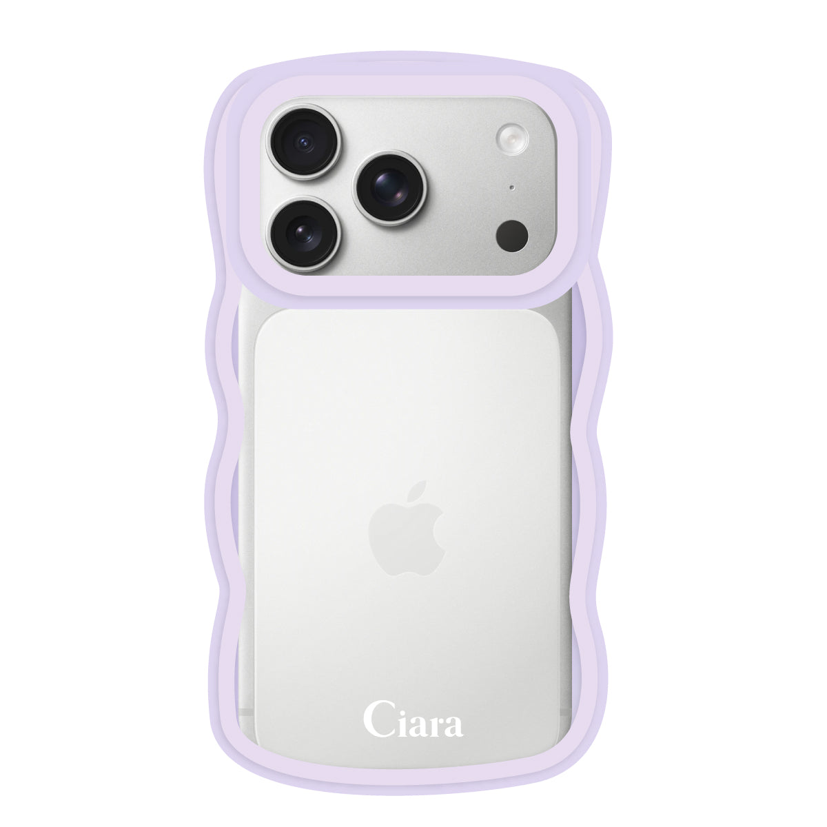 iPhone17Pro ウェーブフレーム クリアケース ロゴ パープル