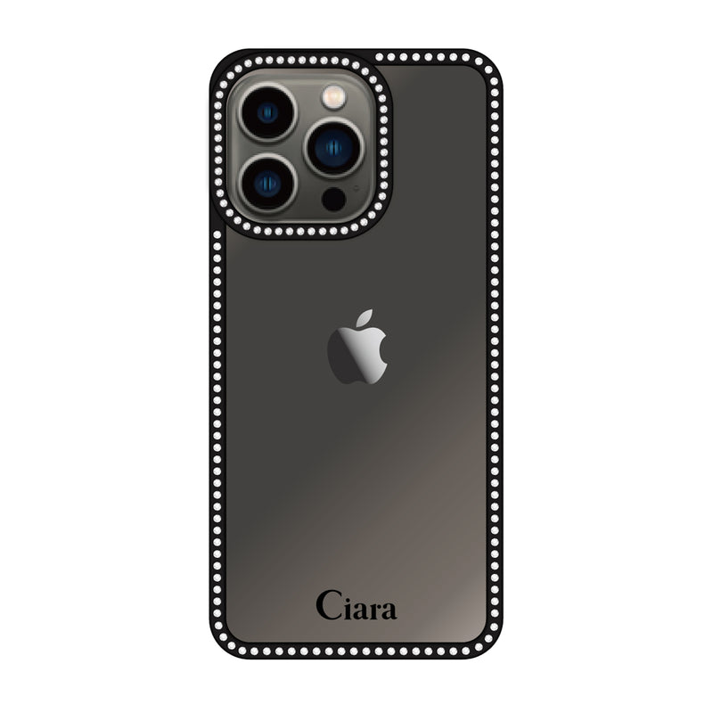iPhoneケース ラインストーンフレーム クリアケース ロゴ