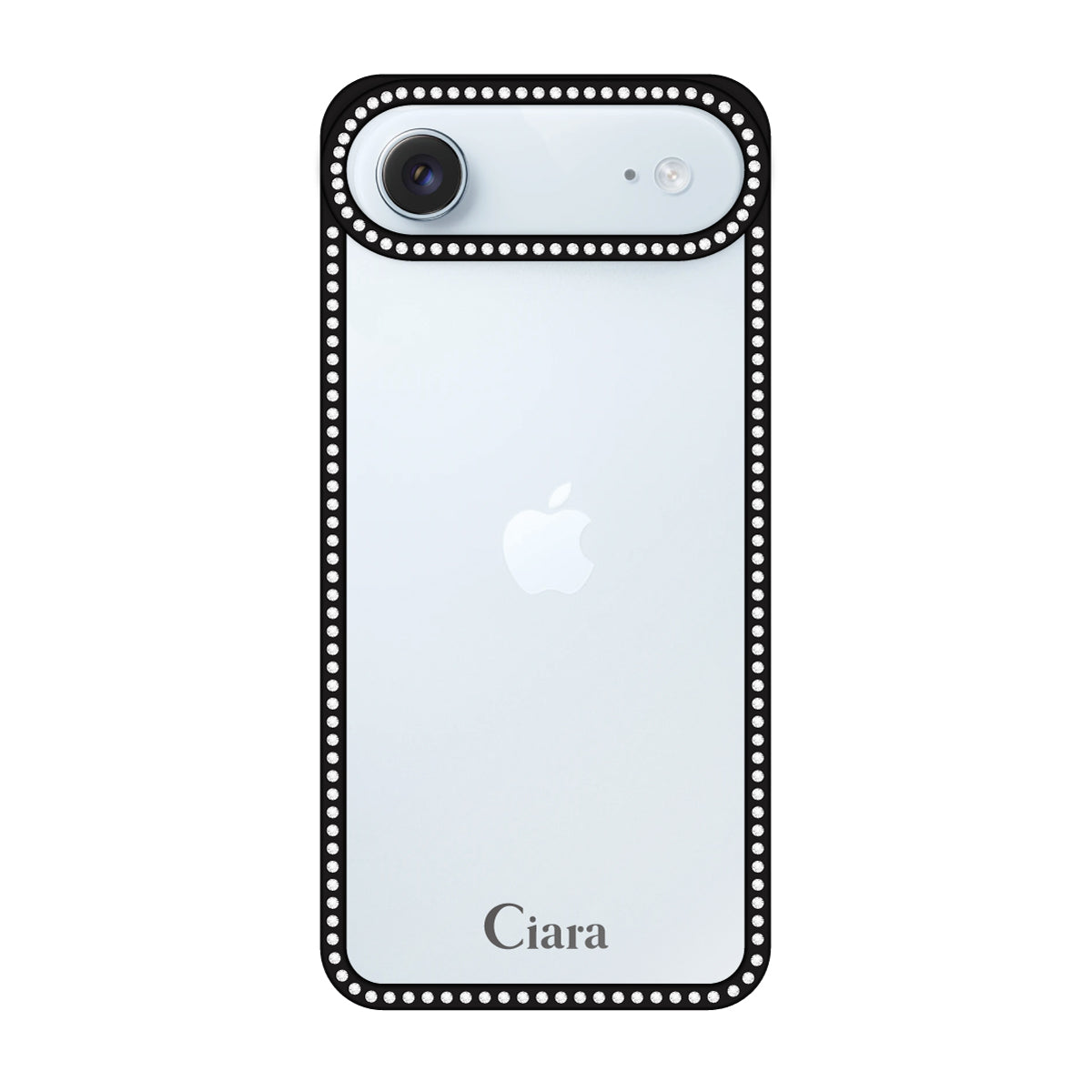 iPhoneAir ラインストーンフレームクリア クリア ラインストーンフレームケース ロゴ ブラック
