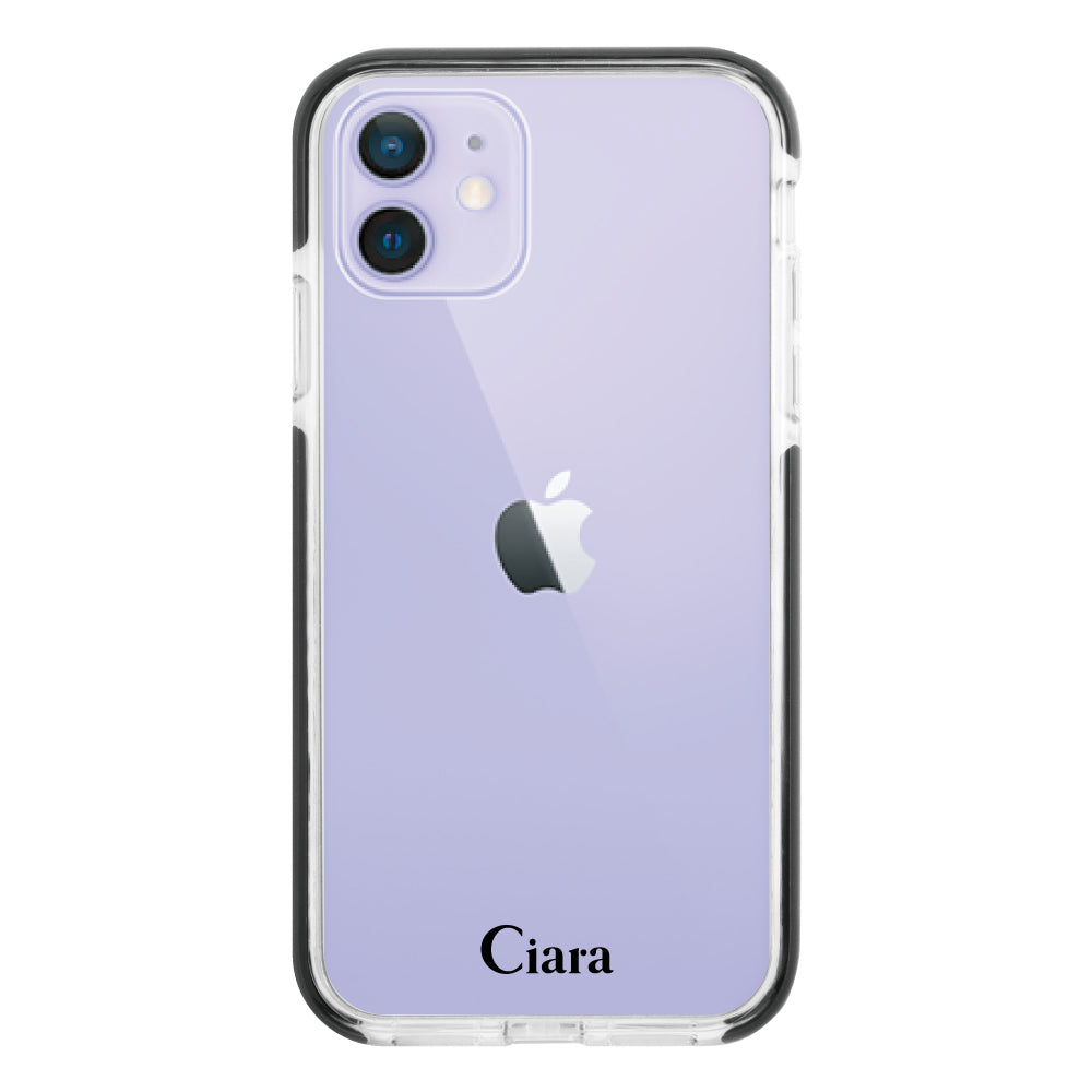 iPhone12/12Pro クッションバンパー 耐衝撃クリアケース ロゴ ブラック