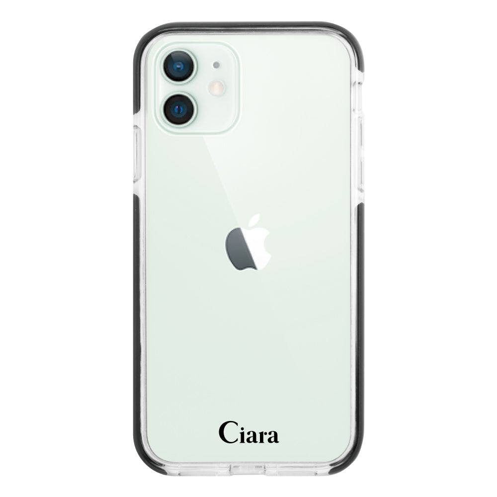 iPhone12mini クッションバンパー 耐衝撃クリアケース ロゴ ブラック