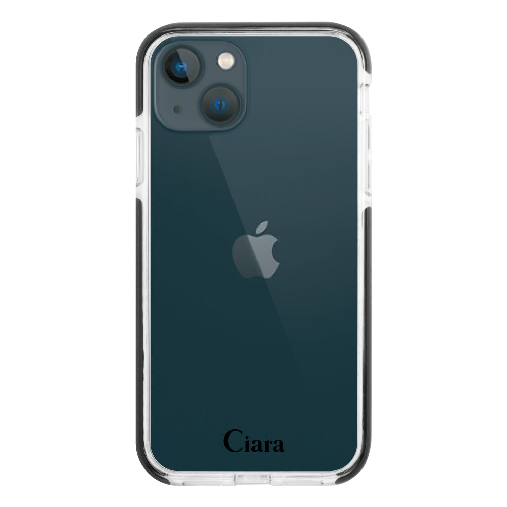 iPhone13mini クッションバンパー 耐衝撃クリアケース ロゴ ブラック
